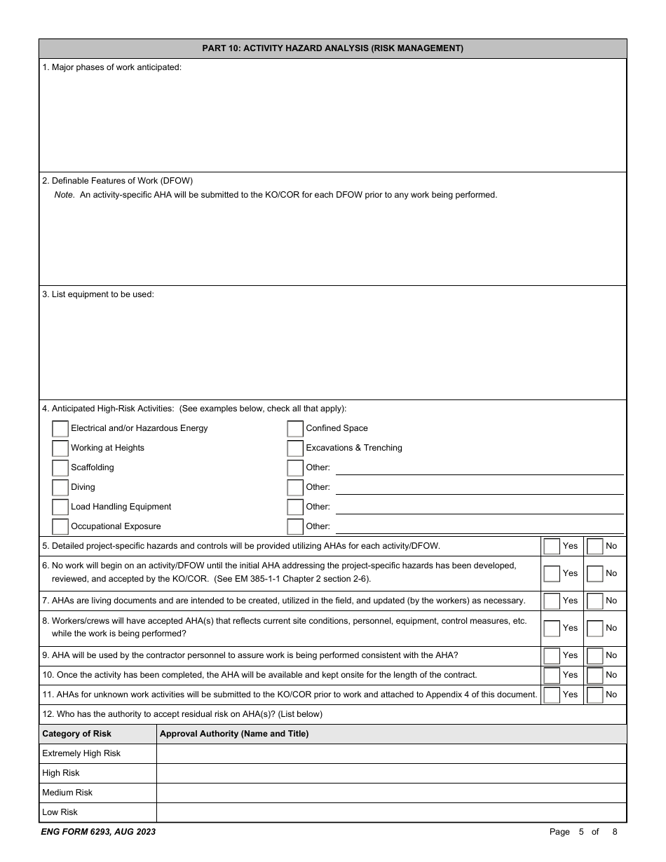 ENG Form 6293 - Fill Out, Sign Online and Download Fillable PDF ...