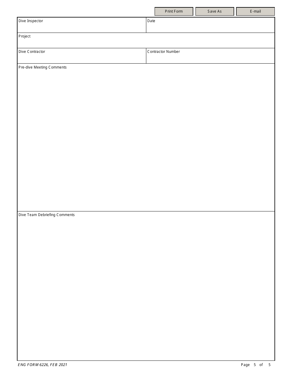 ENG Form 6226 Diver Contractors Checklist, Page 5