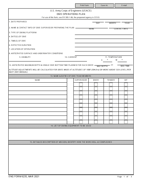 ENG Form 6235  Printable Pdf