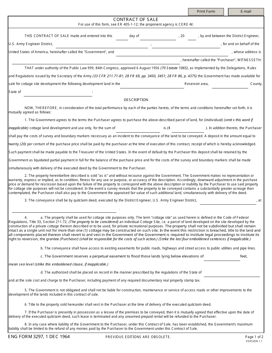 ENG Form 3297 Contract of Sale, Page 1