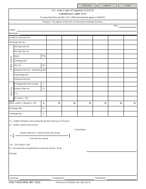 ENG Form 3839  Printable Pdf
