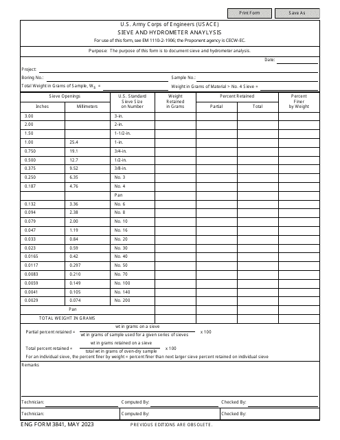 ENG Form 3841  Printable Pdf