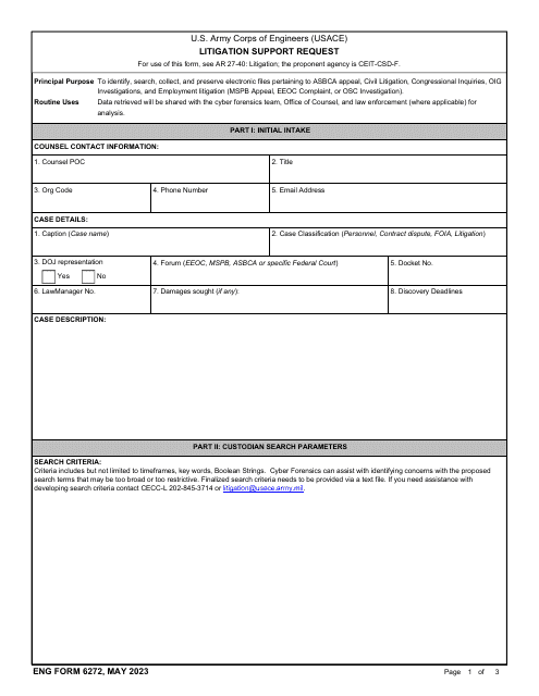ENG Form 6272  Printable Pdf