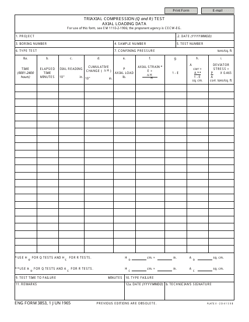 ENG Form 3853  Printable Pdf