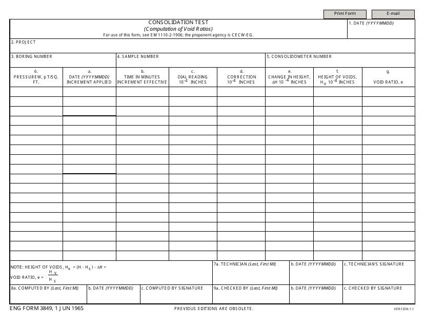 ENG Form 3849  Printable Pdf