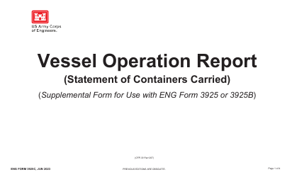 Document preview: ENG Form 3925C Vessel Operation Report - Statement of Containers Carried