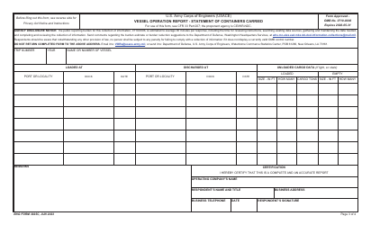 ENG Form 3925C Vessel Operation Report - Statement of Containers Carried, Page 3