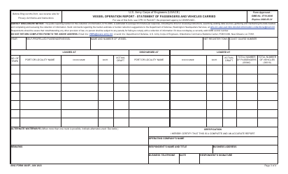 ENG Form 3925P Vessel Operation Report - Statement of Passengers and Vehicles Carried, Page 3