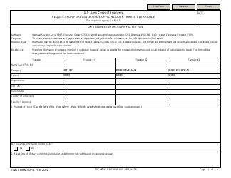 ENG Form 6073 Request for Foreign OCONUS Official Duty Travel Clearance