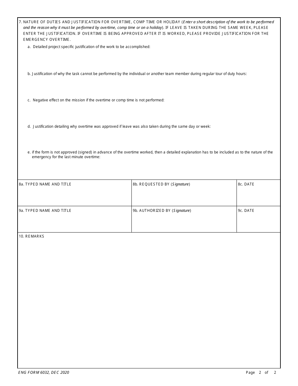 ENG Form 6032 - Fill Out, Sign Online And Download Fillable PDF ...