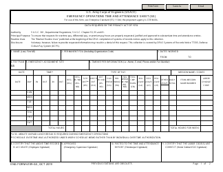 ENG Form 6109 Emergency Operations Time and Attendance Sheet (Gs)