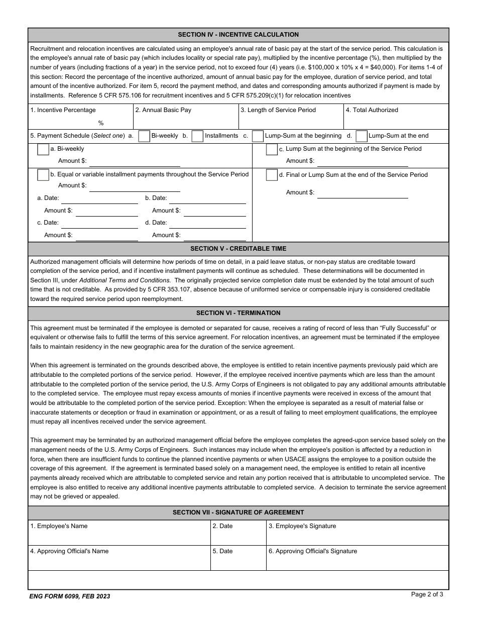 Eng Form 6099 - Fill Out, Sign Online And Download Fillable Pdf 