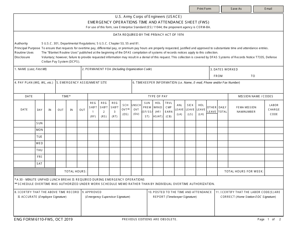 ENG Form 6110 - Fill Out, Sign Online and Download Fillable PDF ...