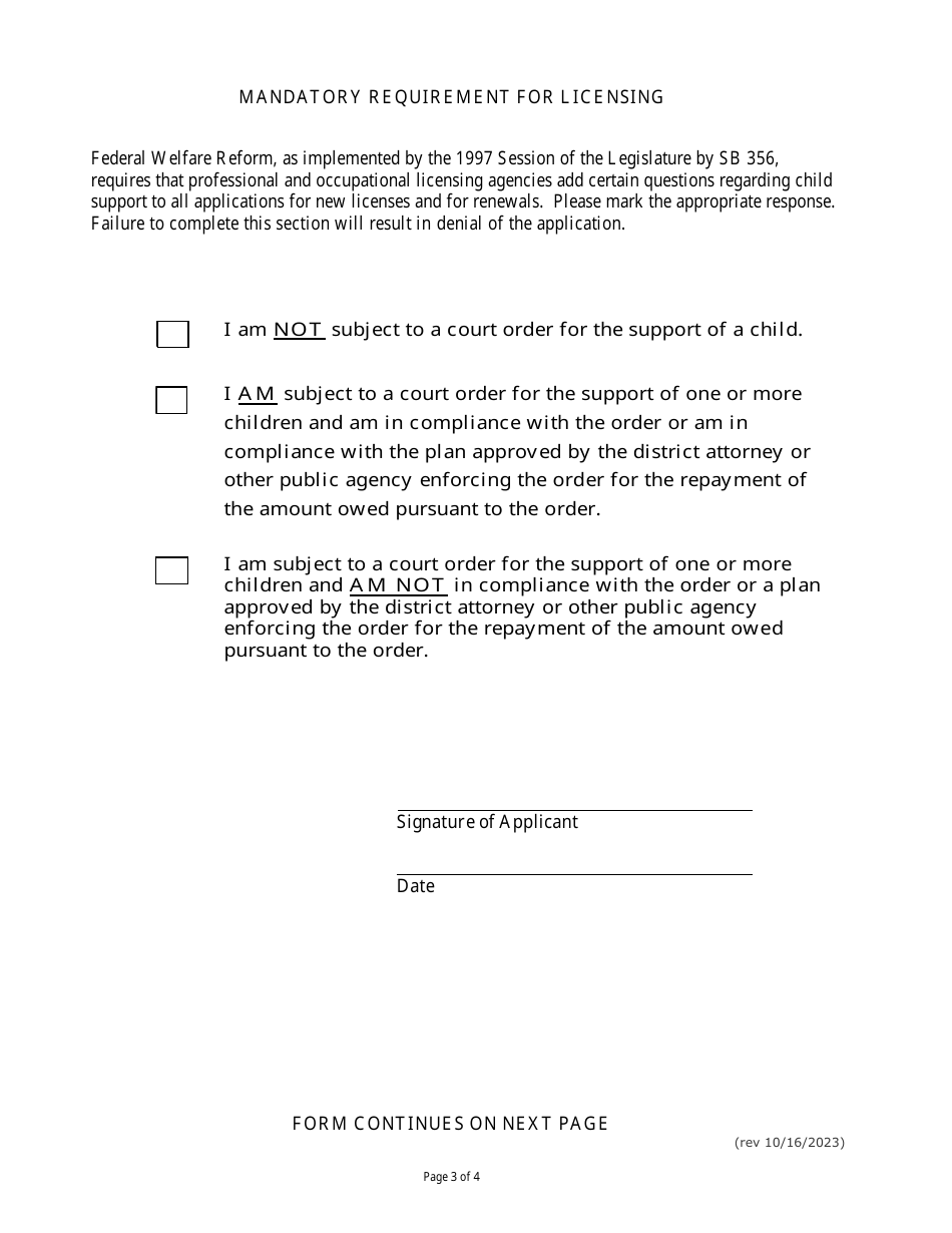Application for Issuance or Renewal of a Certificate to Work as an Elevator Mechanic - Nevada, Page 3