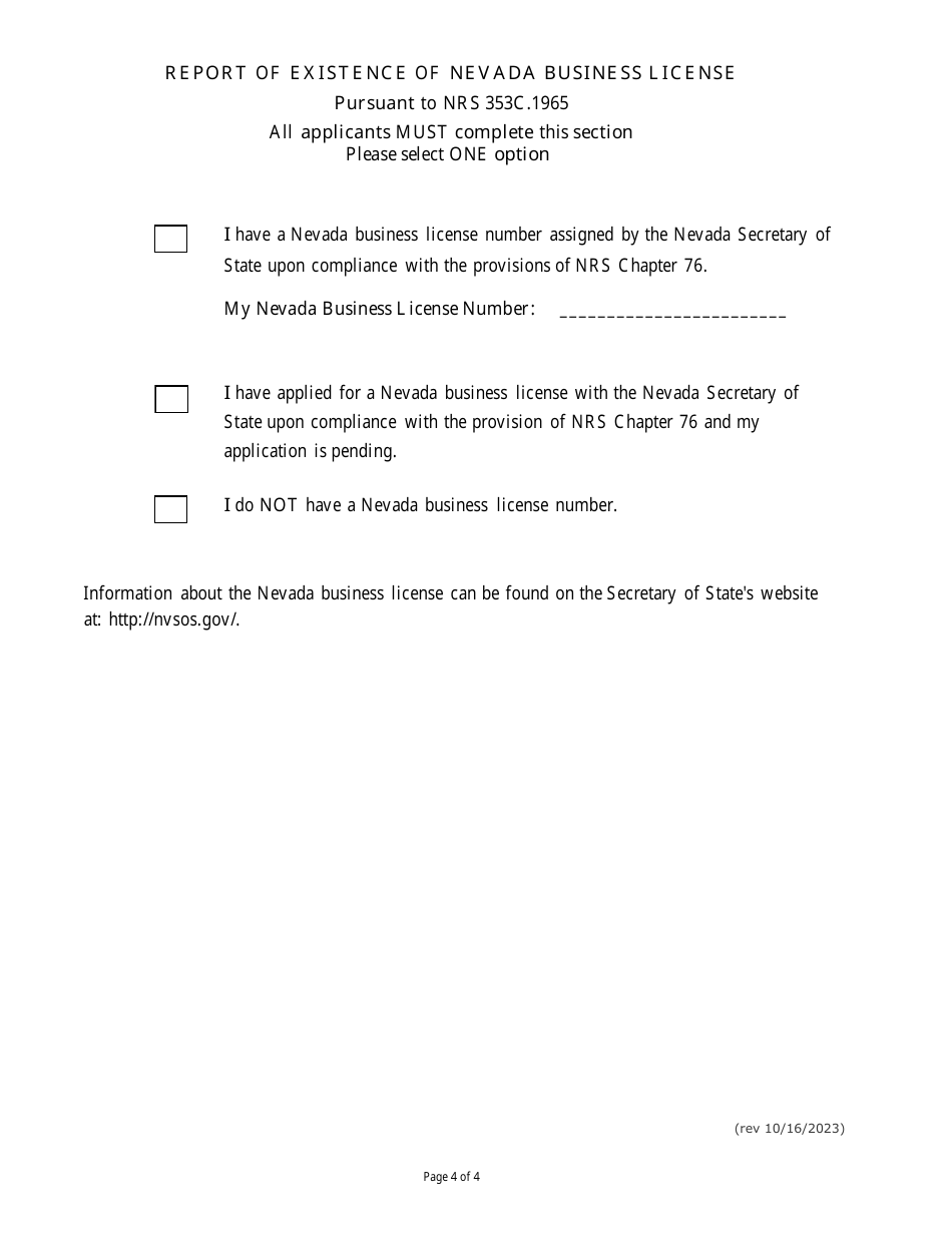 Application for Issuance or Renewal of a Certificate to Work as an Elevator Mechanic - Nevada, Page 4