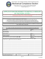 Nevada Application for Permit to Install a Boiler or Pressure Vessel ...