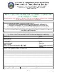 Application for Permit to Install a Boiler or Pressure Vessel - Nevada