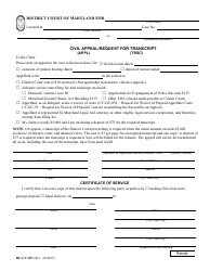 Document preview: Form DC-CV-037 Civil Appeal/Request for Transcript - Maryland