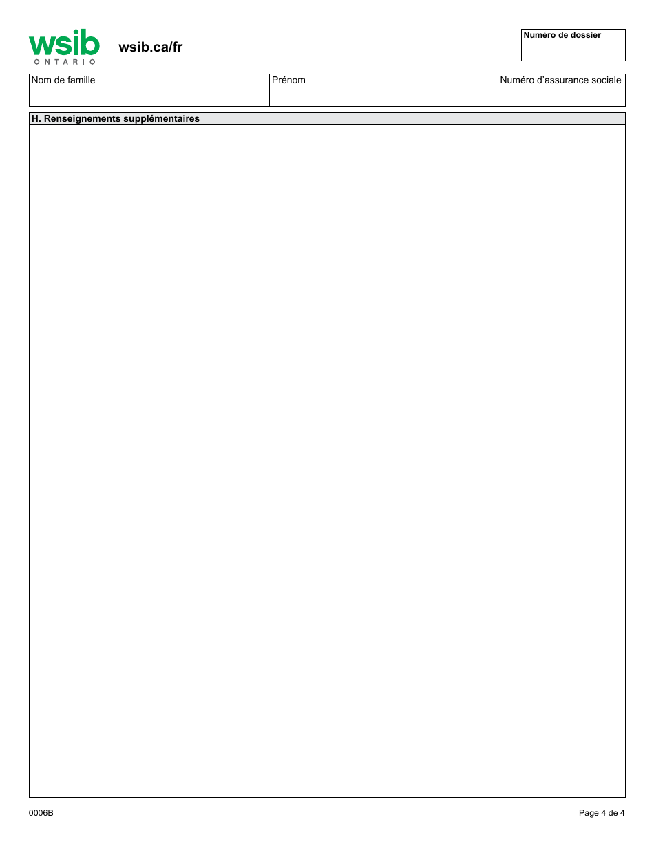 Forme 6 (0006B) Avis De Lesion Ou De Maladie (Travailleuse Ou Travailleur) - Ontario, Canada (French), Page 4