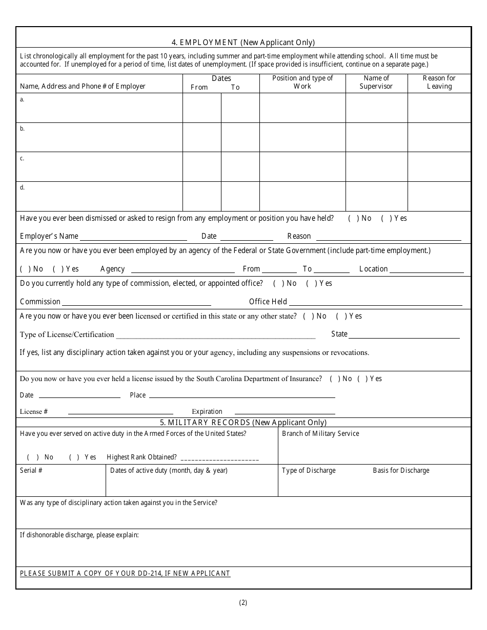 Application for Electronic Monitoring Agency Certification - New and Renewal - South Carolina, Page 2