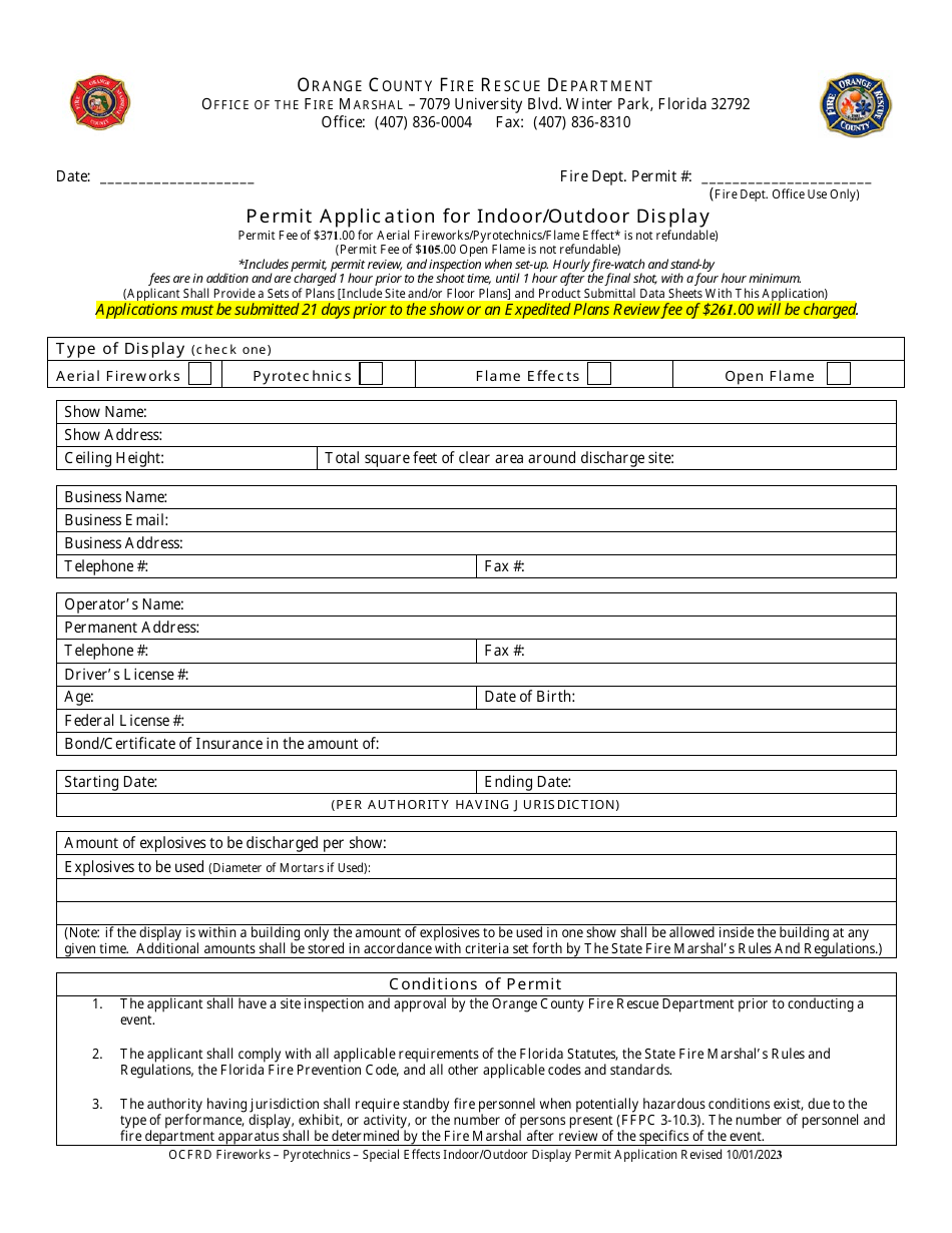 Permit Application for Indoor / Outdoor Display - Orange County, Florida, Page 4