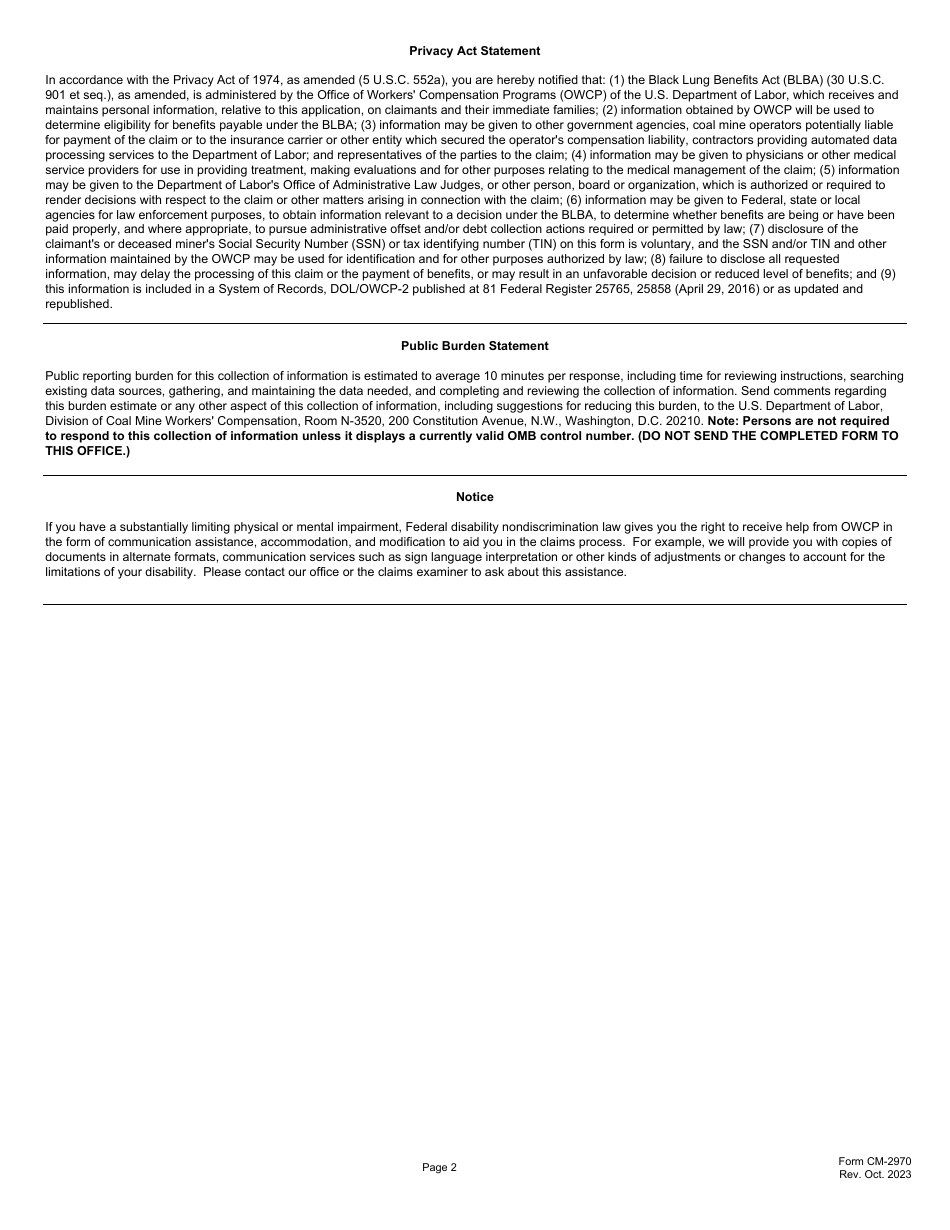 Form CM-2970 Operator Response to Schedule for Submission of Additional Evidence, Page 2