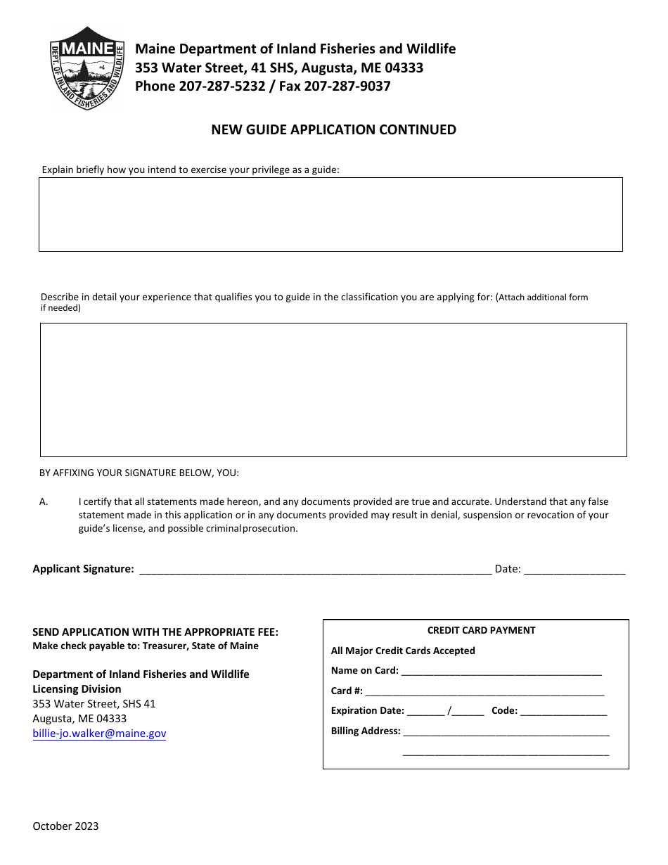 New Guide License Application - Maine, Page 3