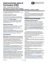 Instrucciones para IRS Formulario 9465 (SP) Solicitud Para Un Plan De Pagos a Plazos (Spanish)