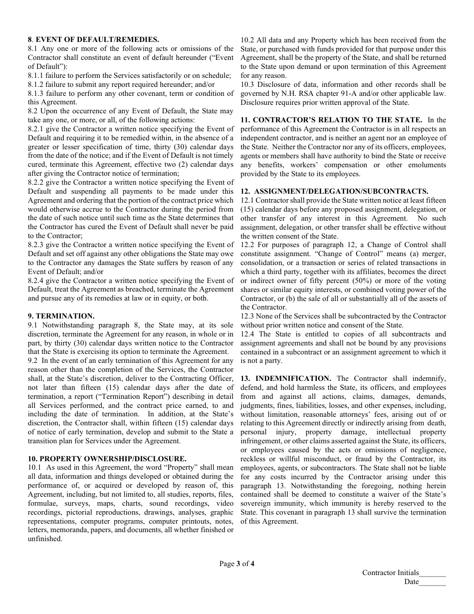 Form P-37 Standard Contract Form - New Hampshire, Page 3