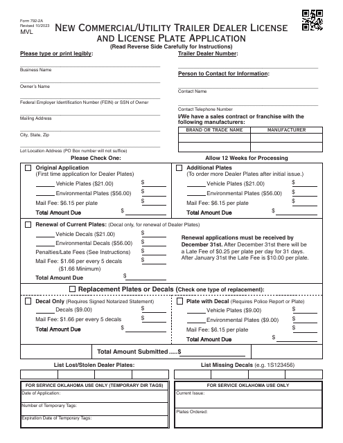 Form 792-2A  Printable Pdf