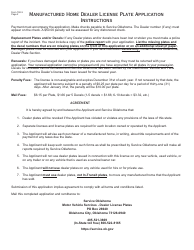 Form 792-3 Manufactured Home Dealer License Plate Application - Oklahoma, Page 2