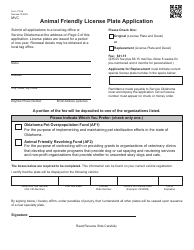 Form 710-B Animal Friendly License Plate Application - Oklahoma