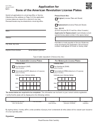 Form 708-F Application for Sons of the American Revolution License Plates - Oklahoma