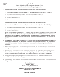 Form 708-F Application for Sons of the American Revolution License Plates - Oklahoma, Page 2