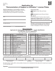 Form 708-D Application for &quot;demonstration of Support or Affiliation&quot; License Plates - Oklahoma