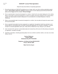 Form 708-A Nascar License Plate Application - Oklahoma, Page 2