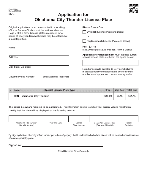 Form 716-A  Printable Pdf