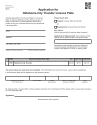 Form 716-A Application for Oklahoma City Thunder License Plate - Oklahoma
