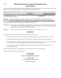 Form 795-B Wholesale Dealer License Plate Application - Oklahoma, Page 2