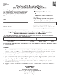 Document preview: Form 742-A Oklahoma City Bombing Victims and Survivors License Plate Application - Oklahoma