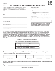 Form 751-L Ex Prisoner of War License Plate Application - Oklahoma