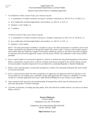 Form 710-E Environmental Awareness License Plate Application - Oklahoma, Page 2
