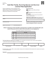 Document preview: Form 742-G Gold Star Family, Surviving Spouse and Survivor License Plate Application - Oklahoma