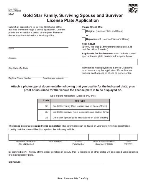 Form 742-G  Printable Pdf