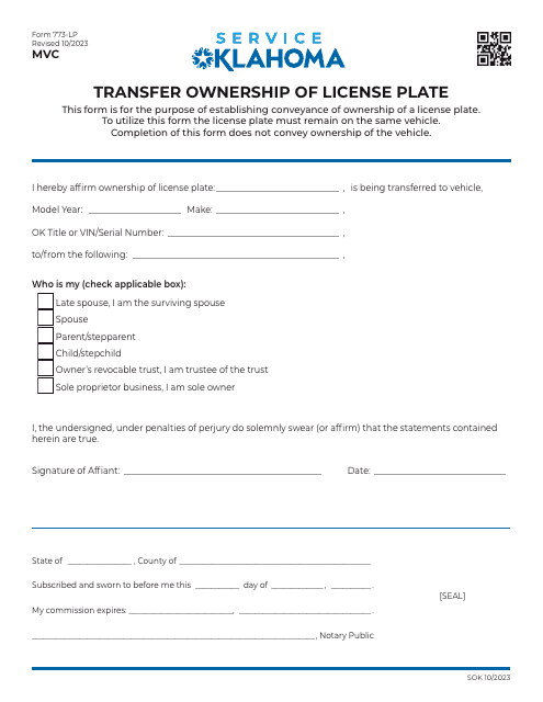 Form 773-LP  Printable Pdf