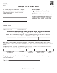 Document preview: Form 750-B Vintage Decal Application - Oklahoma
