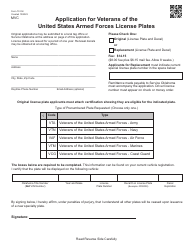 Document preview: Form 751-M Application for Veterans of the United States Armed Forces License Plates - Oklahoma