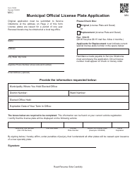 Form 748-B Municipal Official License Plate Application - Oklahoma