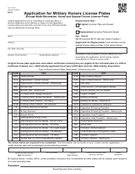 Form 751-F Application for Military Honors License Plates (Except Multi-Decoration, Korea and Special Forces License Plate) - Oklahoma