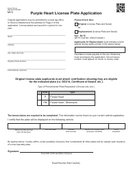 Form 751-K Purple Heart License Plate Application - Oklahoma